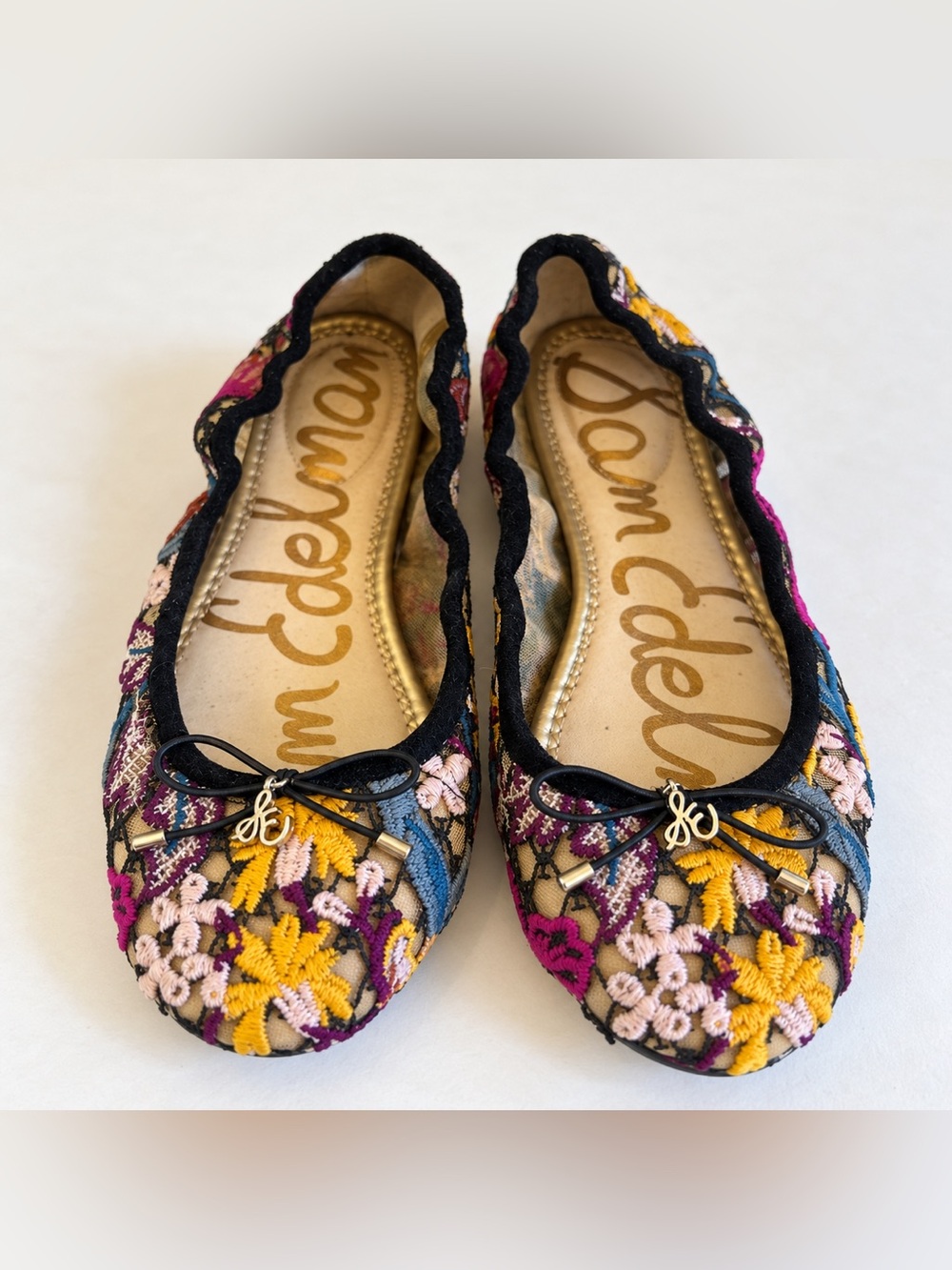 Sam Edelman Felicia Floral Embroidered Mesh Ballet Flats Size 6